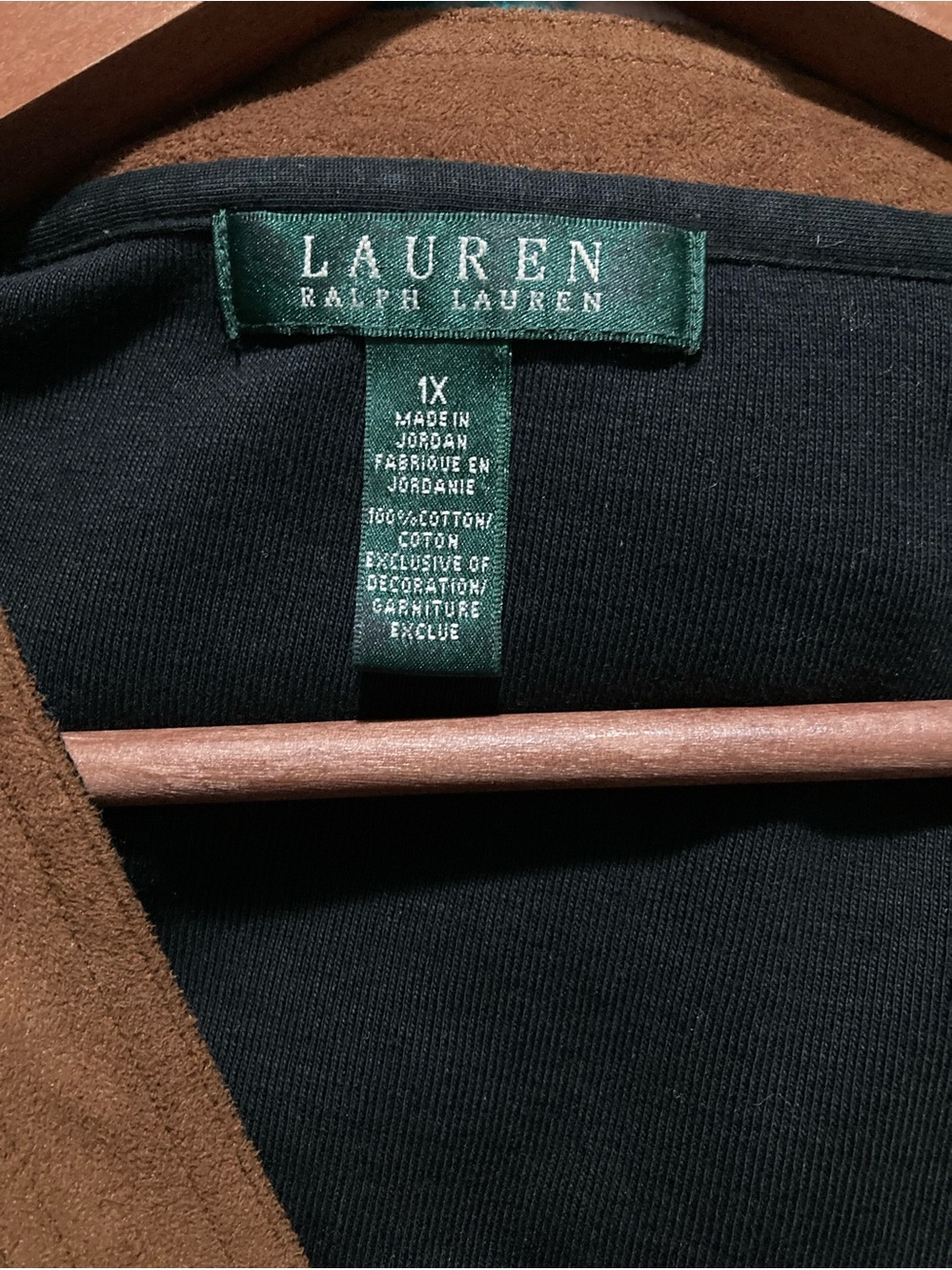 Ralph Lauren XL Navy Blue V-Neck tunic with Brown Trim